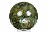 Flashy, Polished Labradorite Sphere - Great Color Play #355437-1